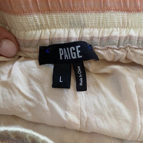 PAIGE Soft STRIPED Drawstring Palazzo Lounge Pants linen feel *LARGE* - Picture 8 of 8